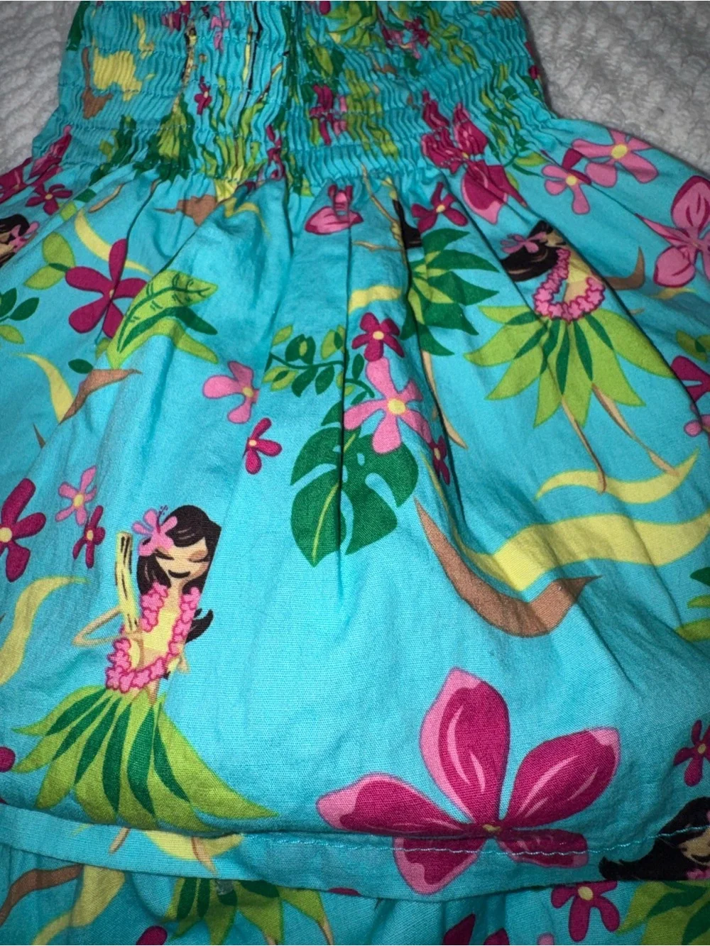 RJC Infant Hawaiian Turquoise Floral Hula Print Sundress and Bloomers Set